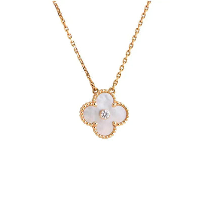 [Select]CLOVER 15MM DIAMOND WHITE FRITILLARIA NECKLACE