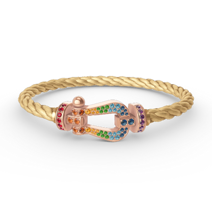 [Select]FORCE LARGE HORSESHOE  COLORED DIAMOND BRACELET Select GOLD