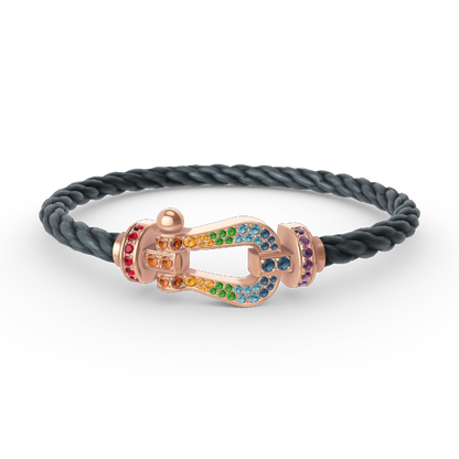 [Select]FORCE LARGE HORSESHOE  COLORED DIAMOND BRACELET Select GOLD