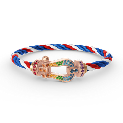 [Select]FORCE LARGE HORSESHOE  COLORED DIAMOND BRACELET Select GOLD