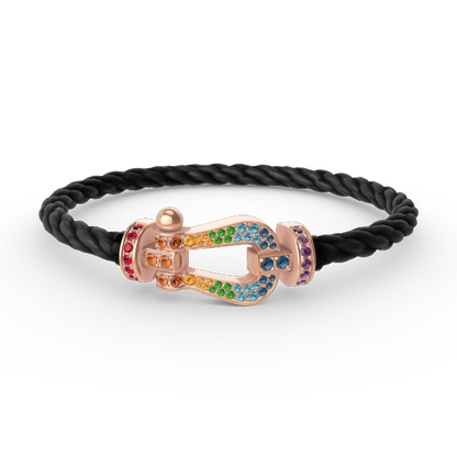[Select]FORCE LARGE HORSESHOE  COLORED DIAMOND BRACELET Select GOLD