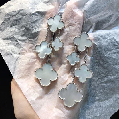 [Select]CLOVER EARRINGS WHITE MOP 4 MOTIFS SILVER