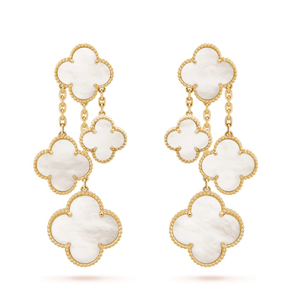 [Select]CLOVER EARRINGS WHITE MOP 4 MOTIFS GOLD