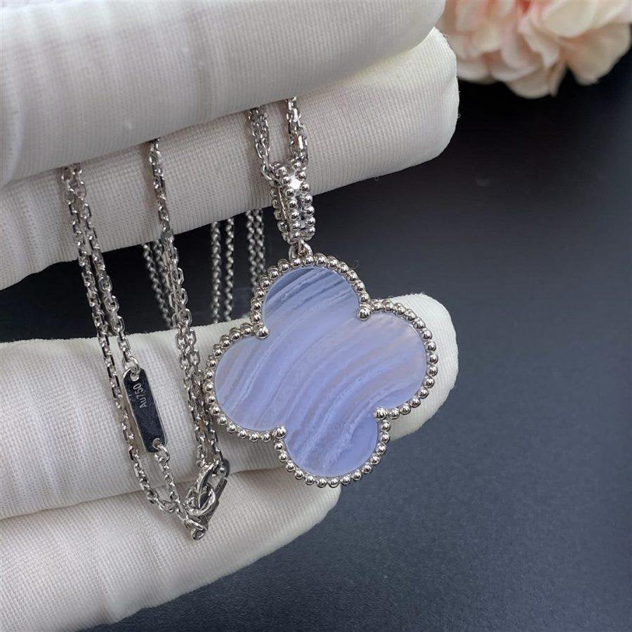 [Select]CLOVER SILVER CHALCEDONY BIG CLOVER NECKLACE