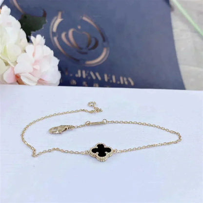 [Select]CLOVER ONYX SINGLE FLOWER BRACELET