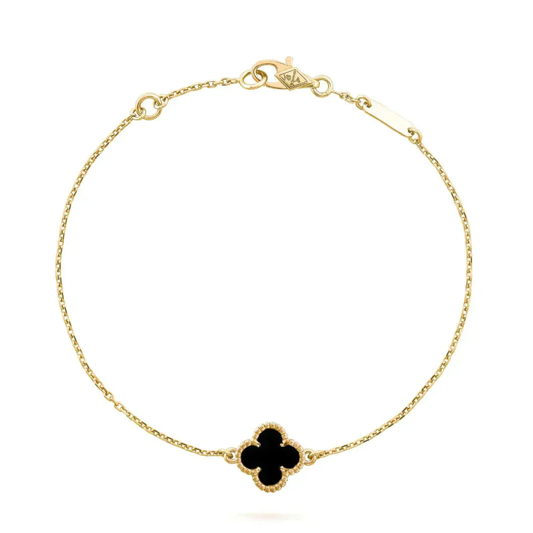 [Select]CLOVER ONYX SINGLE FLOWER BRACELET