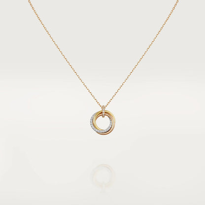 [Select]TRINITY NECKLACE SILVER GOLD PINK GOLD DIAMONDS