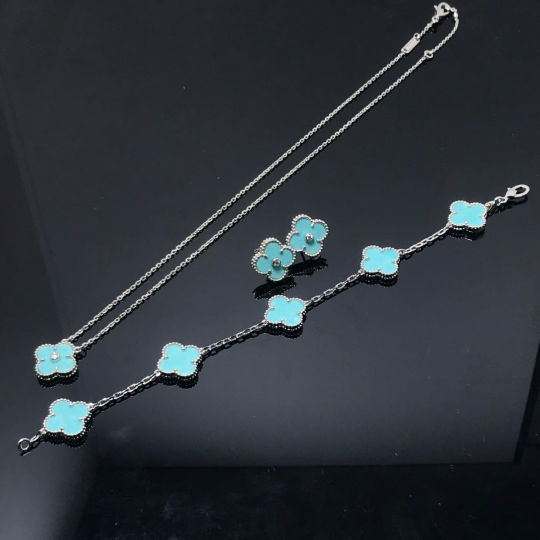 [Select]CLOVER 1 DIAMOND BLUE SKY SILVER EARRINGS