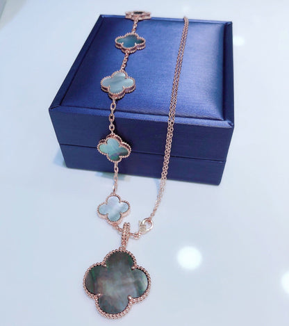 [Select]COMBINED BRACELET 5 MOTIFS AND NECKLACE DARK MOP Select GOLD