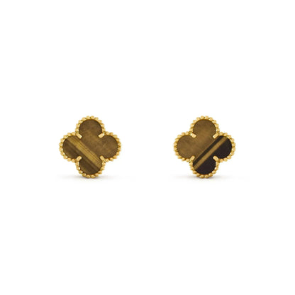 [Select]CLOVER MEDIUM 1 MOTIFS TIGER EYE EARRINGS