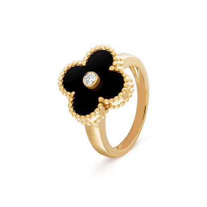 [Select]CLOVER ONYX RING GOLD DIAMOND