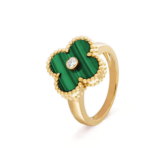 [Select]CLOVER MALACHITE RING GOLD DIAMOND