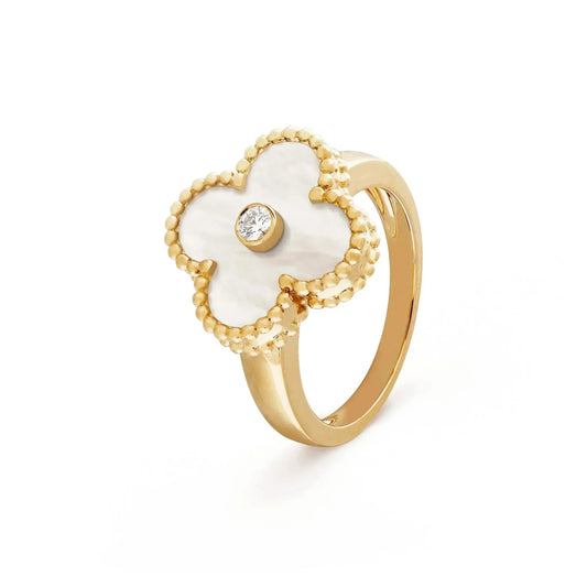 [Select]CLOVER PINK MOP RING GOLD DIAMOND